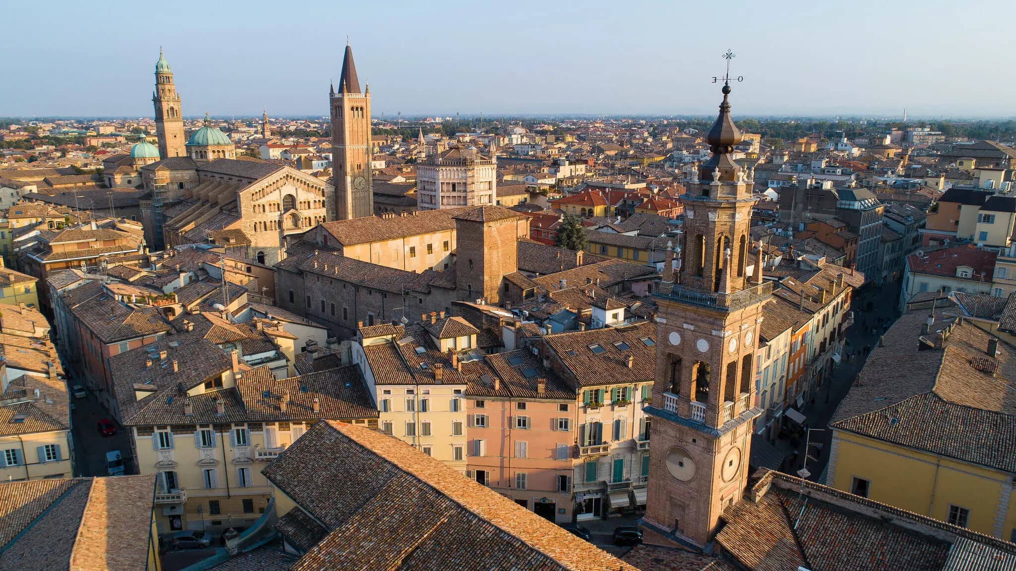 Overview of the historic city center of Parma