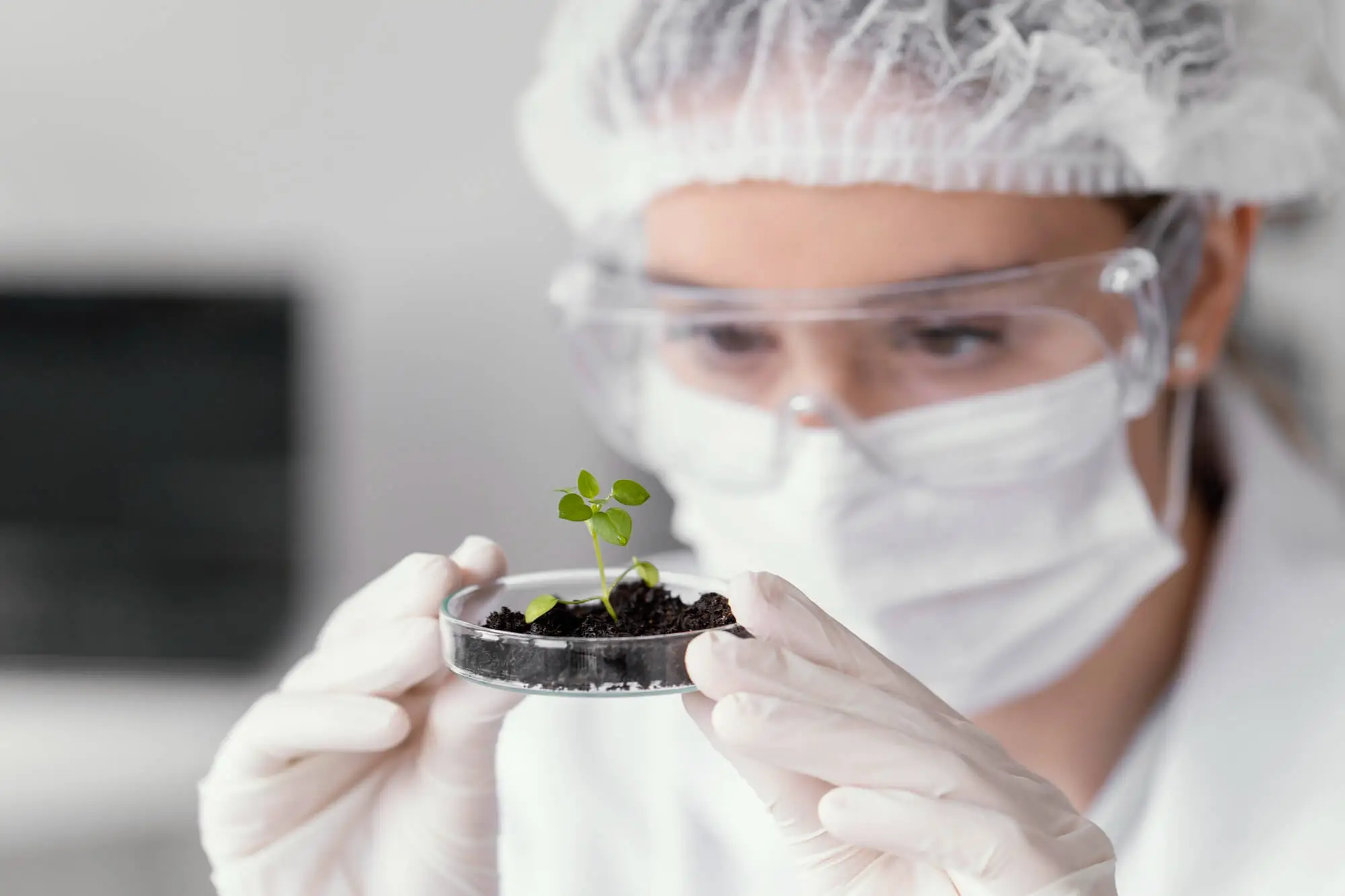 Un addetto al controllo qualità esamina un campione di terreno in laboratorio