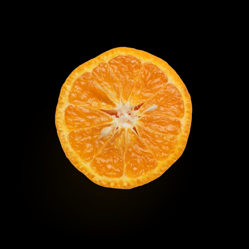 An orange cut in half